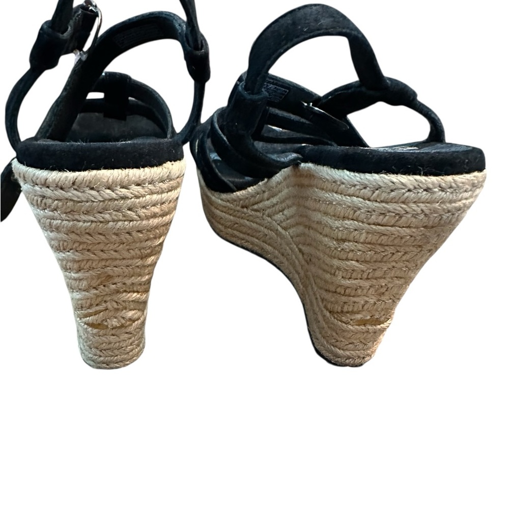 Ugg size 8 Black Suede Strappy Wedge Sandals - Women - Picture 6 of 8